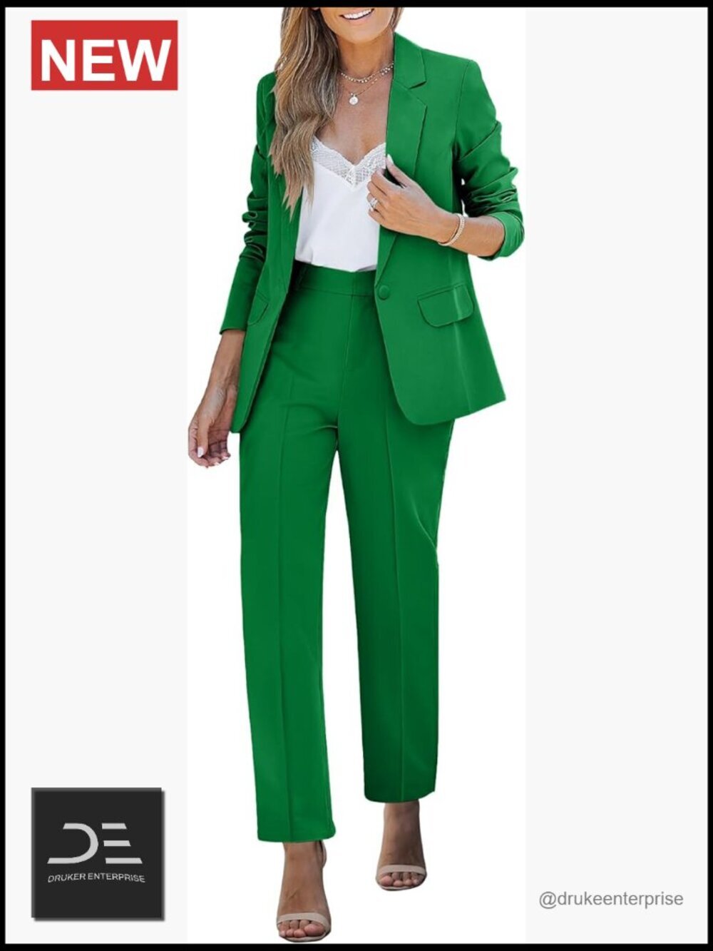 Two Piece Pantsuit Set Business Casual Blazer Suit Work Office